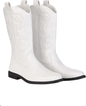 Fun Costumes White Cowboy Boots for Men | Costume Shoes for Adults, Size 10, White