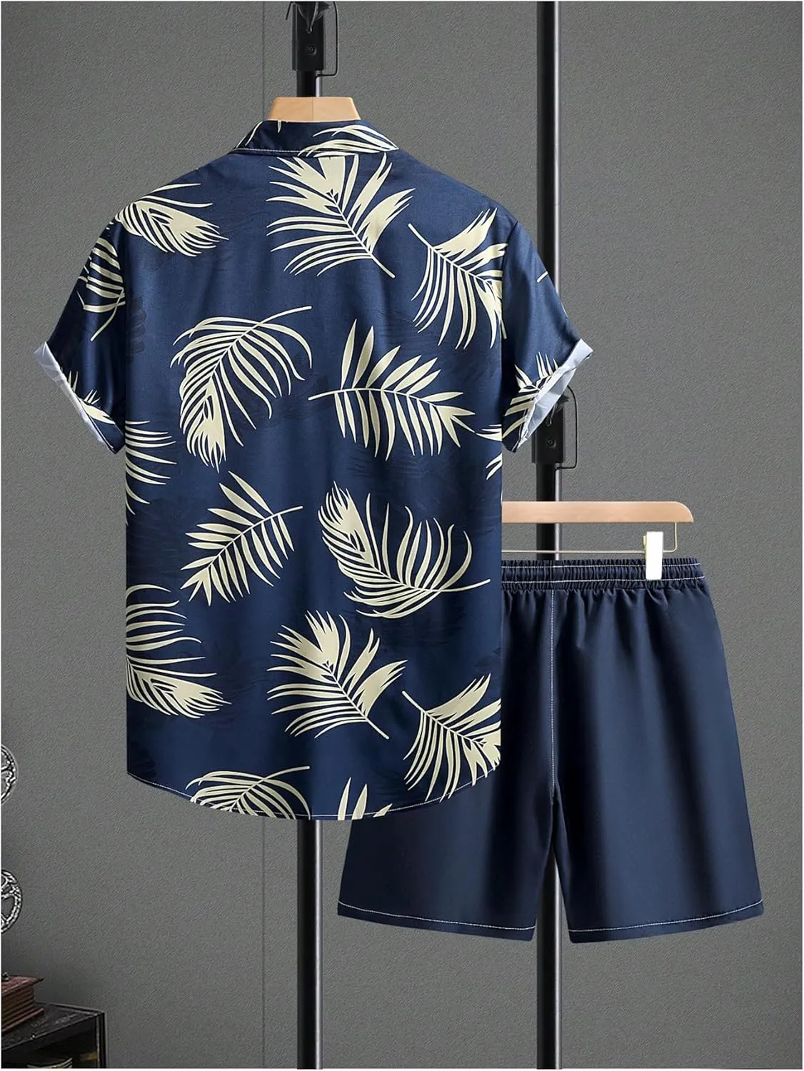 GORGLITTER Men's 2 Piece Vacation Beach Outfits Floral Button Down Shirt and Shorts Cruise Attire Sets