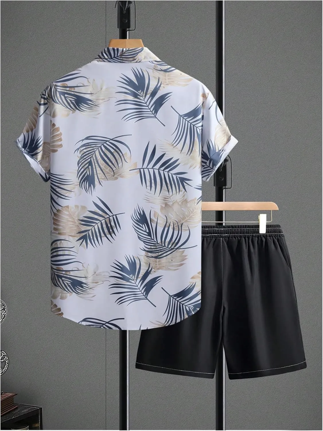 GORGLITTER Men's 2 Piece Vacation Beach Outfits Floral Button Down Shirt and Shorts Cruise Attire Sets