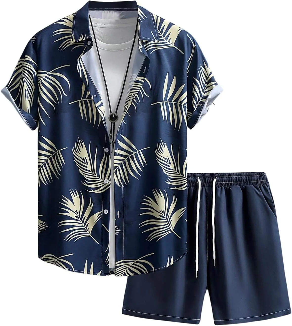 GORGLITTER Men's 2 Piece Vacation Beach Outfits Floral Button Down Shirt and Shorts Cruise Attire Sets