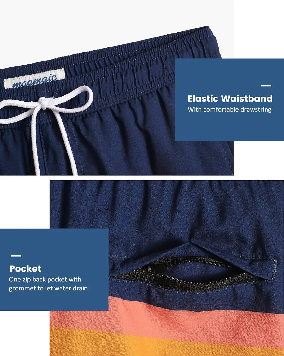 maamgic Mens 5 Inch Stretch Swimming Shorts Compression Liner Swim Trunks Swimwear Bathing Suits Beach Wear Swim Suits