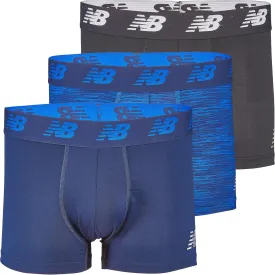 New Balance Men's No Fly Trunks Underwear, Jacquard Waistband, Breathable Lightweight, Moisture Wicking (3 Pack)