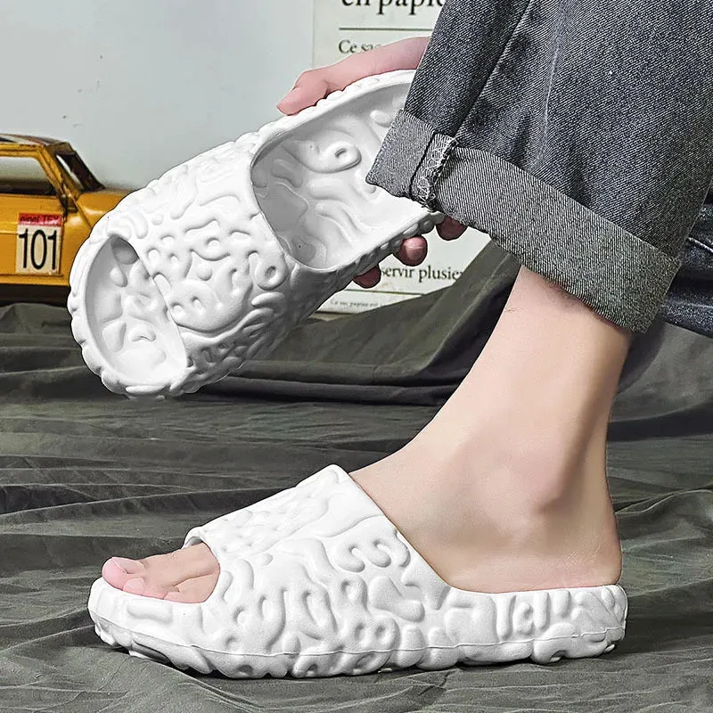 Sohiwoo Summer Men Slippers Thick Platform Bathroom Home Slippers Men Soft Sole EVA Indoor Slides Men Sandals Non-slip Flip Flops