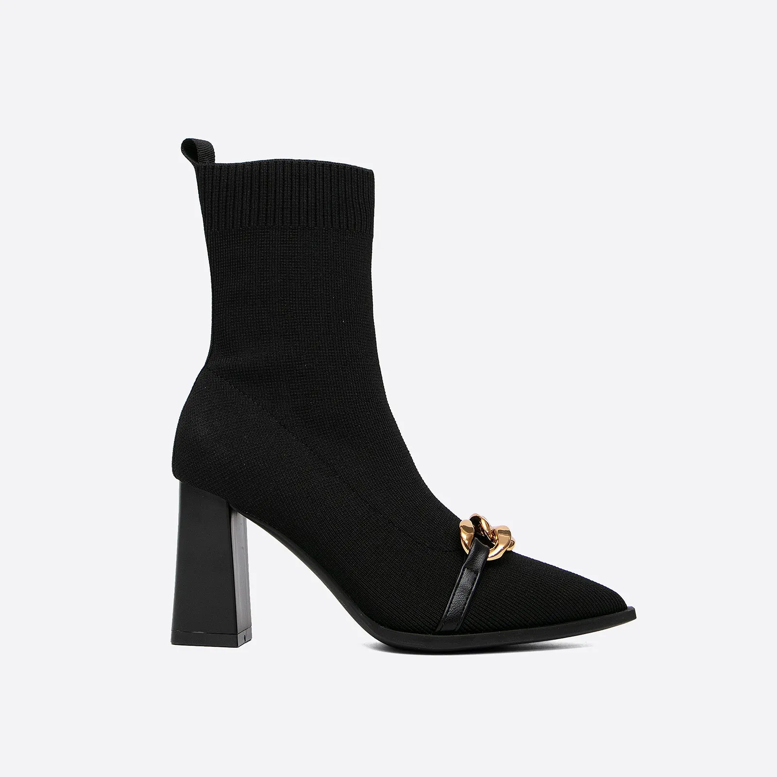 Sohiwoo Women MOUSSE FIT Women Chain Elegant Ladies Fly Knit High Boots