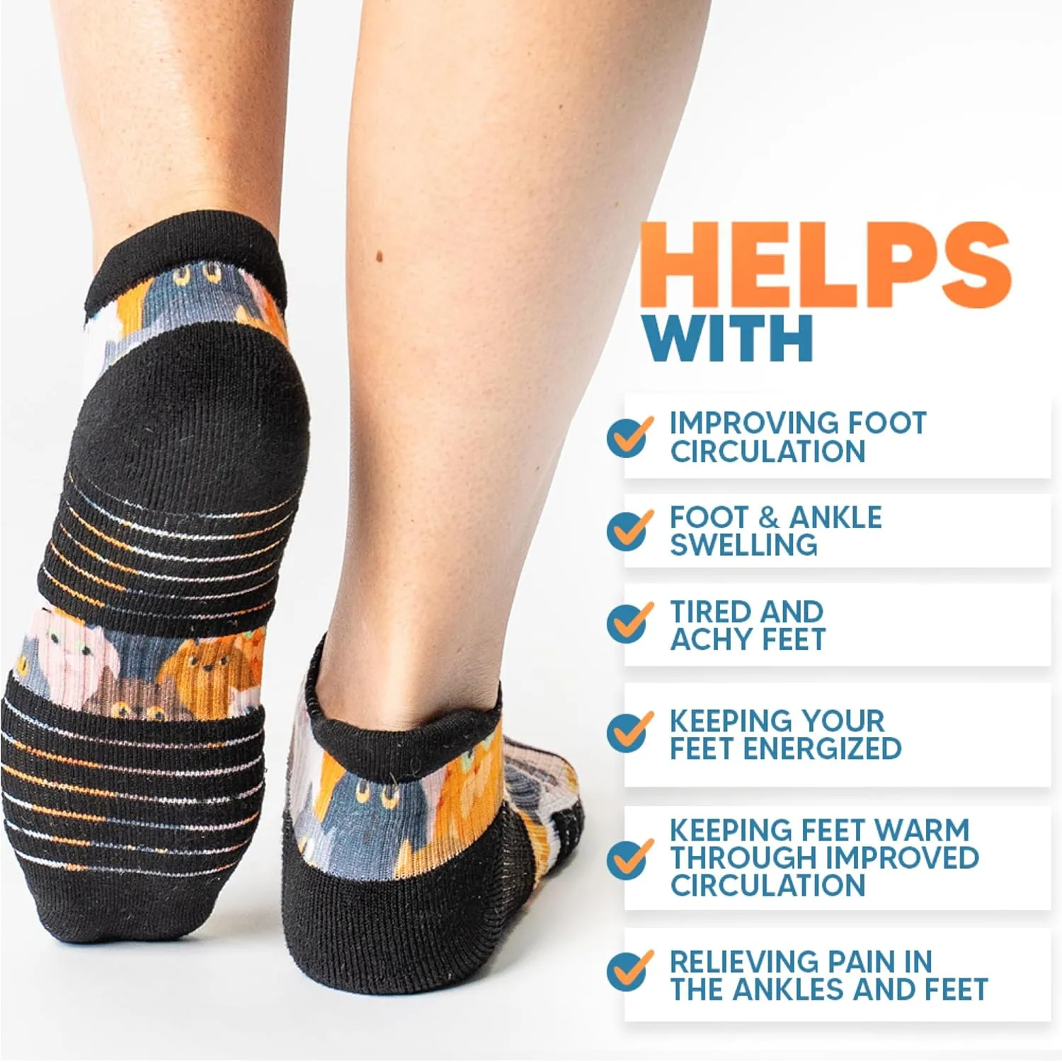 Viasox Ankle Compression Socks for Women & Men 3 Pack, 14 mmHg Support Improves Circulation, Extra Cushioned