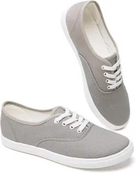 Womens Classic White Sneakers,Low Top White Canvas Shoes,Lightweight Casual Canvas Sneakers